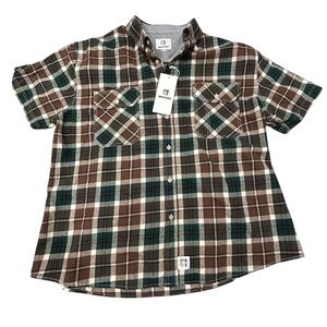 Mocotono Men’s‎ Plaid Button Up Short Sleeve Shirt XL